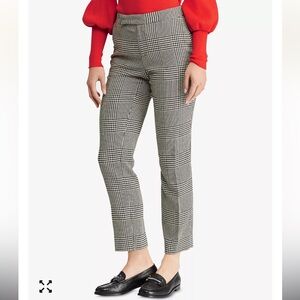 Lauren Ralph Lauren Glen Plaid Crop Pants Sz 14P Petite Black & White Trousers